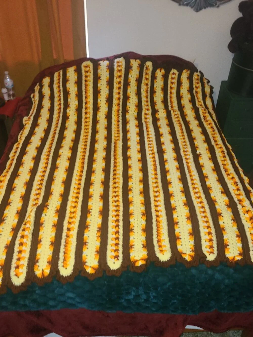 VTG 70's NEW Crochet Afghan Blanket Throw 68